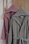 2-piece Striped Cotton Hooded Bathrobe Set for Men and Women - Flora - 2