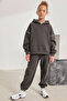 Kangaroo Pocket Hooded Girl's Bottom Top Tracksuit Set
