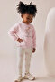 Girl's Printed Bow Detailed Tights Double Set Pink