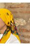 وشاح رأس مطرز بنمط الزهور على خلفية صفراء من ماردين يازما 100×100 سم – مناسب للهدايا والارتداء اليومي - 3