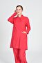 Hijab Red Stretch Fabric Cotton Doctor Nurse Uniform Scrubs Suit - 3