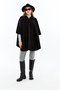 Hakim Collar Zippered Knitwear Poncho, Steel Knit, Black, Size 40-50, 83X120 Cm, - 2