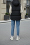 Women's Puffer Vest with Hood and Pockets - 6
