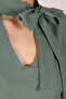 Women's Light Turquoise Tie-Detail Collar Elastic-Cuff Blouse ARM-25K001096 - 2