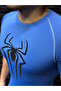 Men's Tight-Fitting Sports T-Shirt Compression Spiderman Printed Flexible Body Blue - 2