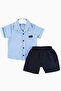 قميص صيفي قصير الأكمام للأولاد بنمط البيتي مع شورت ساتان طقم عطلة مكون من قطعتين (نمط كامل) - 3
