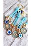 Gift Double Evil Eye Beaded Light Blue Keychain - Bag Ornament - Bag Charm 10.5cm - 5