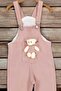 Girl/Boy Colorful Salopet with Teddy Bear Unisex Jumpsuit Lycra Flexible Fabric Adjustable Strap - 2