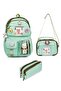 Korean Style School Bag with 2 Main Compartments and a Lunch Box and Pen Holder Set