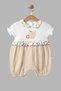Organic Cotton Baby Collar Apple Embroidered Six Muslin Short Sleeve Baby Girl Jumpsuit 0-3/3-6/6-9/9-12 months old