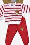 1-9 Years Old Children's Set with Teddy Bear Embroidery, 2-Threaded, Seasonal, Top and Bottom, Double Unisex, Side Stripes - 2