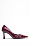 Burgundy Patent Leather Shoes Women's High Heels Stiletto Heels - 5