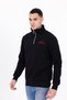 Men's Half-Zip Comfortable Fit Fleece Lined 3 Thread Cotton Stand Collar Black Sweatshirt
