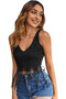 Tasseled Fringed Thick Strap Unlined Exotic Seaside Bohemian Lace Blouse Black - 4