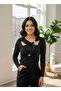 Women's Gold Accessory Cross Detailed Long Sleeve Sendy Fabric Blouse