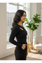 Women's Gold Accessory Cross Detailed Long Sleeve Sendy Fabric Blouse - 2