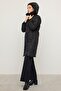 Removable Hooded Collar with Fur Detail Quilted Coat Black 6624 - 6
