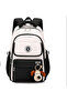 Girl's Primary School Bag – Waterproof Fabric with Plush Keychain Black-Powder-Grey Pink - 2