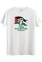 Cotton Lu Standard Cut Crew Neck Short Sleeve Palestine Printed White T-Shirt