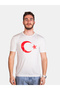 Unisex Cotton Lu Standard Cut Zero Collar Short Sleeve Red Turkish Flag Printed T-Shirt