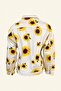 Hand Painted White Oversized Jean Jacket with Sunflower Figure - 3