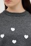 Anthracite Heart Embroidered Crew Neck Crop Sweater 2337 - 4