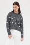 Anthracite Heart Embroidered Crew Neck Crop Sweater 2337