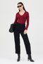 Burgundy V-Neck Long Sleeve Bodysuit 1452 - 6