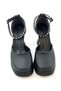 Women's Evening Dress Shoes with Stone Heels Punos Black Satin - 4