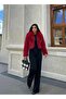Burgundy Shawl Collar Fur Coat – Plush Appearance, Soft Texture, Stylish and Warm Winter Coat 7585 - 3