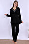 Cotton Comfortable Cut Maternity Pajama Set with Breastfeeding Feature Effortt - Black - 4