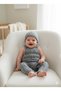 Baby Girl and Boy Adjustable Strap Diamond Pattern Beret Knitwear Salopet Set - 4