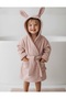 Outlet Ihracat- 100% Cotton Soft Unisex Girls-Boys Children's Towel Bathrobe with Ears Rabbit/Pink