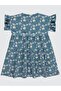 Papatya Printed Dress for 6-9 Years - Blue - 2