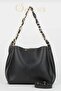 Women's Soft Leather 3-Compartment Handbag, Shoulder Bag with Scarf and Chain Accessories - 5