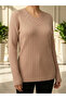 Knitwear V-Neck Hair Knitted Patterned Blouse / Powder Pink