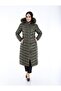 Women's Long Khaki Puffer Coat
