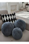 Anthracite Set of 3 42/25 XXL Size Welsoft Fabric Decorative Ball Throw Pillow Large and Small Size Set - 5