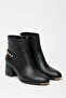 Black Women's Heeled Zippered Winter Boots with Back Stud Detail