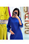 Cobalt Mini Dress with Three Quarter Sleeve Detail - 5