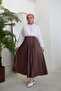 Women's Pleated Hijab Skirt - Dark Brown - 3