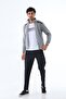 Men's Two Thread Diving Fabric Zippered Gray Sports Tracksuit Set - 7506 - 5