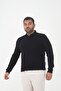 Men's Plus Size Winter Oversized Black Polo Neck T-Shirt - 2