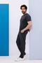 Men's Oversize American Pique Fabric Anthracite Crew Neck T-Shirt Top and Bottom Set - 133 - 3