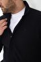 Men's Large Size Zip-Up Cardigan Black Sweatshirt with Oversized Pockets - 4