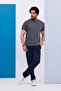 Men's Oversize Size Gray Crew Neck T-Shirt Bottom-Top Set - 130 - 6