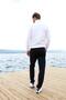 Men's White Two Thread Fabric Di Mock Neck Long Sleeve Tracksuit Set with Ermuarli Pockets - 7402 - 6