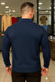 Men's Winter Plus Size Navy Blue Zippered Sweatshirt - 4