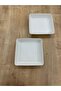 Deep 19 cm Thick Porcelain Square Salad Plate Set of 2 - Cream - 5