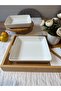 Deep 19 cm Thick Porcelain Square Salad Plate Set of 2 - Cream - 3